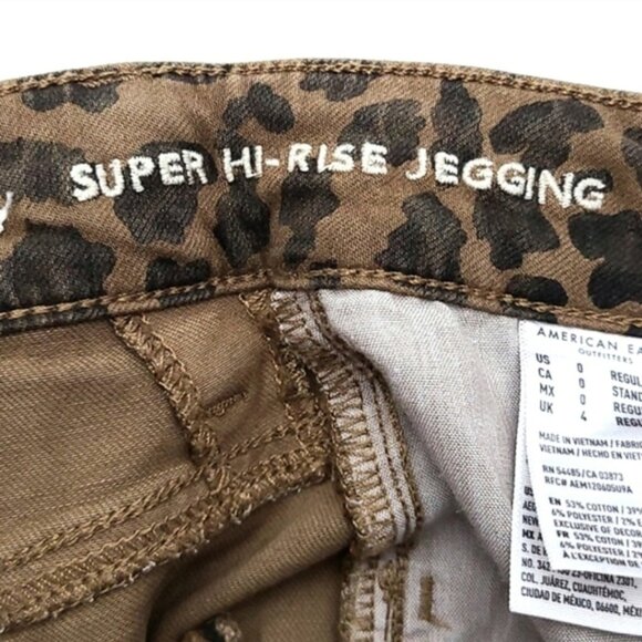 AEO Next Level Stretch Super Hi-Rise Jegging Two Tone Brown Animal Print Size 0 - Picture 9 of 15